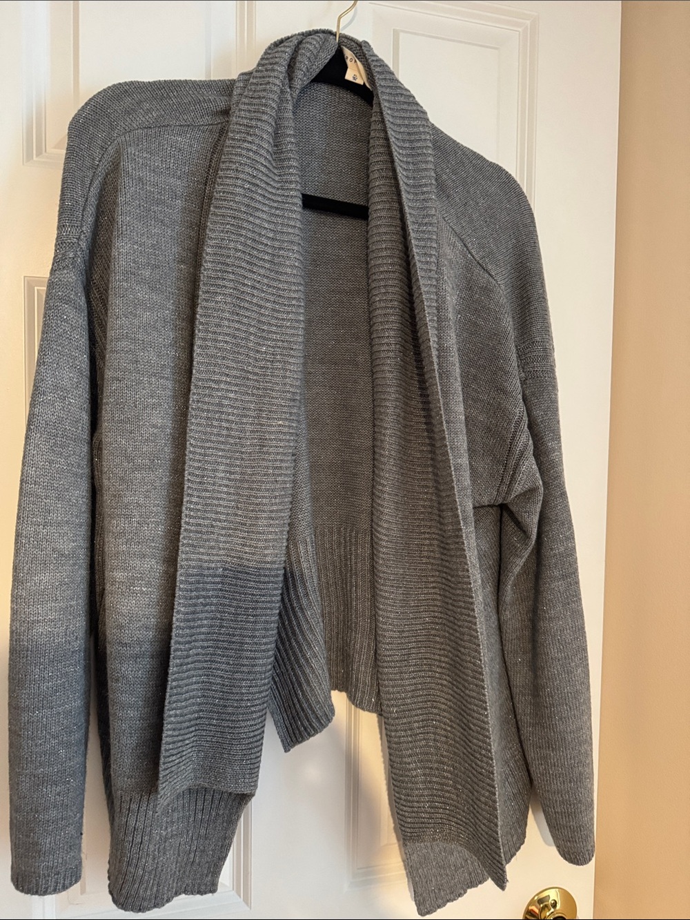 Aeropostale Gray Open-Front Ribbed Shawl Cardigan